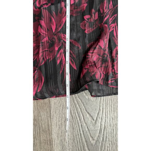 WHBM Sleeveless Smocked Waist Ruffle Midi Dress Womens XL Petite Black Red - Picture 14 of 14